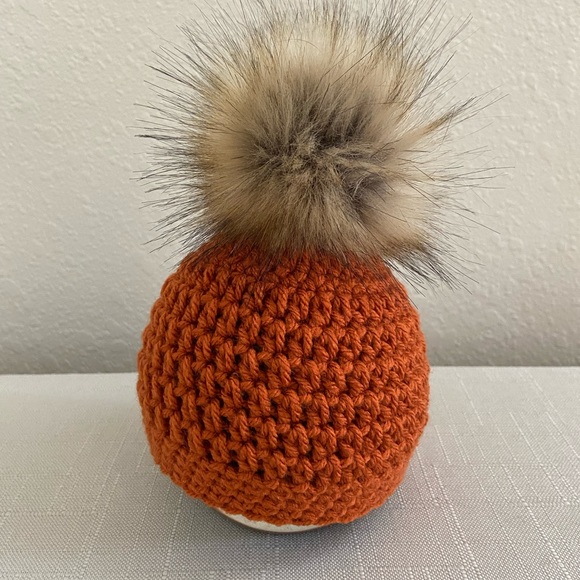 Newborn Burnt Pumpkin Hat | Fall Baby Hat | Warm Fall Baby Beanie - Picture 6 of 6